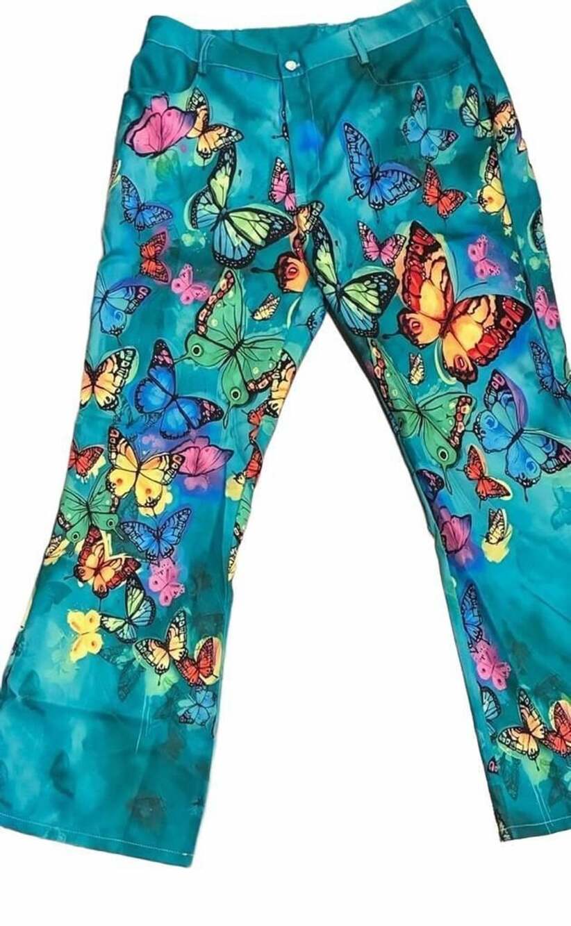 Seriousness Butterfly Print Wide Leg Pants Size XL